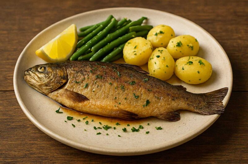 Trout with Boiled Potatoes and Pan-Seared Asparagus